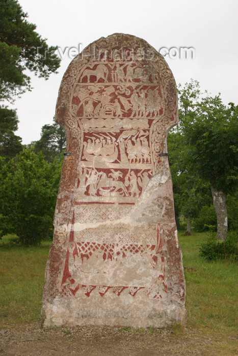 gotland42: Sweden - Gotland island / Gotlands län: Viking rune stone - Odin's Saga - photo by C.Schmidt - (c) Travel-Images.com - Stock Photography agency - Image Bank