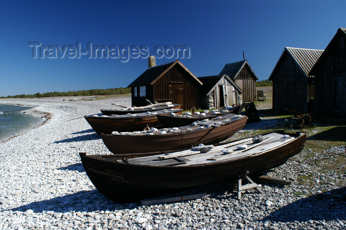 gotland63: Fårö island, Gotland, Sweden: boats on the beach - old fishing village near Digerhuvud  - photo by A.Ferrari - (c) Travel-Images.com - Stock Photography agency - Image Bank