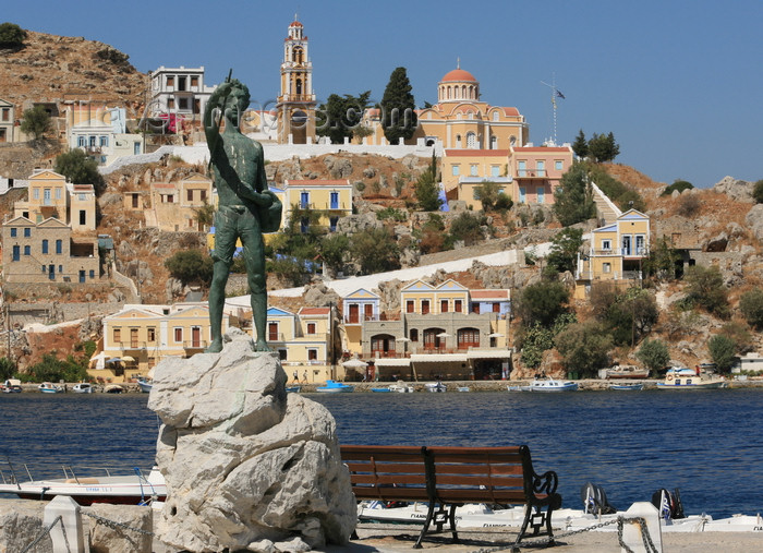 greece446: Greek islands - Dodecanes archipelago - Symi island - Symi town - monument to sponge divers - photo by A.Stepanenko - (c) Travel-Images.com - Stock Photography agency - Image Bank