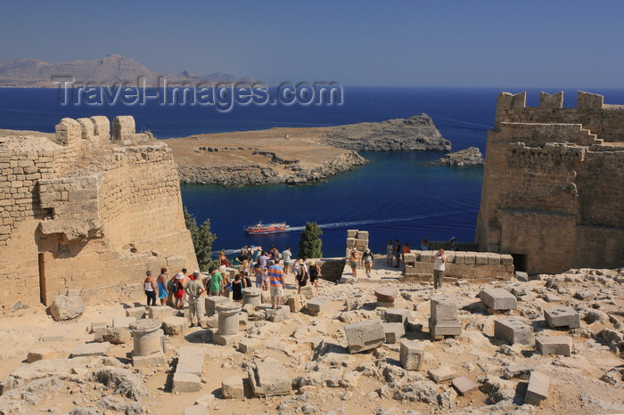 greece454: Greece - Rhodes island - Lindos - Acropolis - Aegean sea view - photo by A.Stepanenko - (c) Travel-Images.com - Stock Photography agency - Image Bank