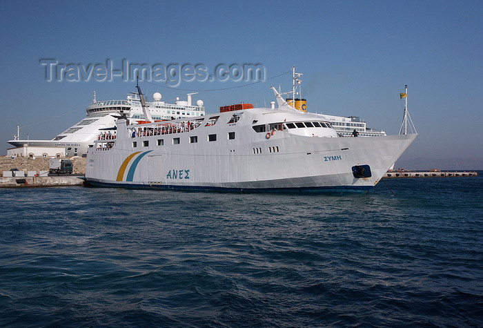 greece461: Greece - Rhodes island - Rhodes city - ferry in the New Harbour - photo by A.Stepanenko - (c) Travel-Images.com - Stock Photography agency - Image Bank