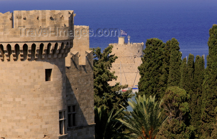 greece464: Greece - Rhodes island - Rhodes city - St George's Tower - view of Grand Masters Palace - walls - photo by A.Stepanenko - (c) Travel-Images.com - Stock Photography agency - Image Bank