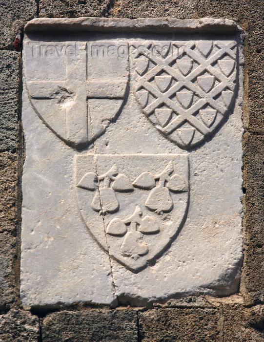 greece468: Greece - Rhodes island - Rhodes city - Street of Knights - triple coat of arms - photo by A.Stepanenko - (c) Travel-Images.com - Stock Photography agency - Image Bank