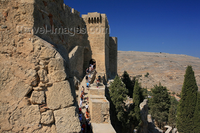 greece77: Greece - Rhodes island - Lindos - ramparts of the acropolis - photo by A.Stepanenko - (c) Travel-Images.com - Stock Photography agency - Image Bank
