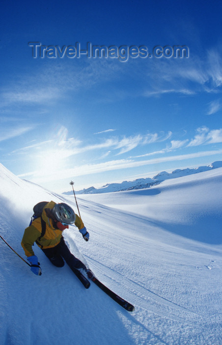 greenland82: Greenland, Apussuit: Telemark skier carving turns on the glacier - photo by S.Egeberg - (c) Travel-Images.com - Stock Photography agency - Image Bank