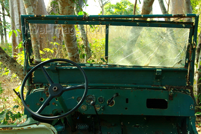 guinea-bissau121: Rubane Island, Bijagós Archipelago - UNESCO biosphere reserve, Bubaque sector, Bolama region, Guinea Bissau / Guiné Bissau: trail, jungle, interior of an old 4WD / trilho, floresta, interior de um jipe antigo - photo by R.V.Lopes - (c) Travel-Images.com - Stock Photography agency - Image Bank