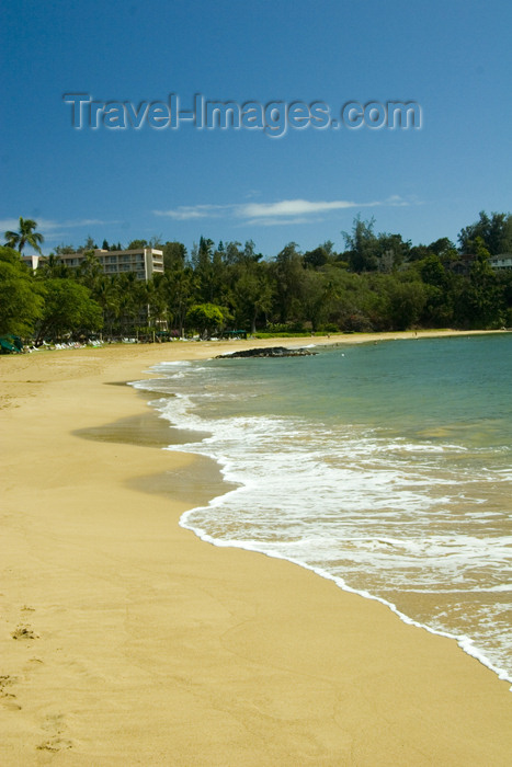 hawaii2: Hawaii - Kauai Island: Nawiliwili Beach: sand andsurf - Hawaiian Islands - photo by D.Smith - (c) Travel-Images.com - Stock Photography agency - Image Bank