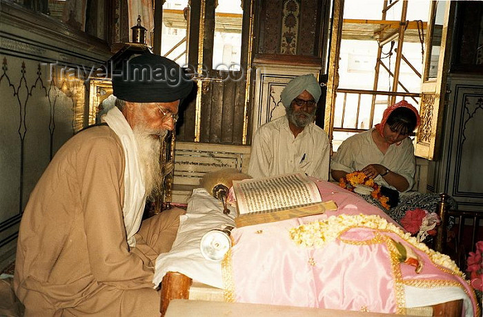 india256: India - Amritsar (Punjab): Sikh reading from Holy Book - Guru Granth Sahib (photo by J.Kaman) - (c) Travel-Images.com - Stock Photography agency - Image Bank