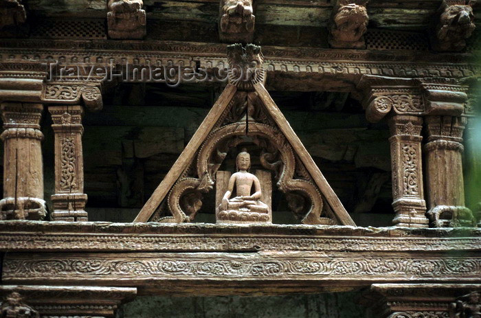 india322: India - Ladakh - Jammu and Kashmir - Sumtsek: sculpted timberwork with a Buddha statue at the monastery's entrance - photo by W.Allgöwer - (c) Travel-Images.com - Stock Photography agency - Image Bank