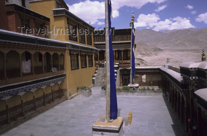 india329: India - Ladakh - Jammu and Kashmir - Tikze: flag poles (Tarcho) in the monastery's inner court - photo by W.Allgöwer - (c) Travel-Images.com - Stock Photography agency - Image Bank