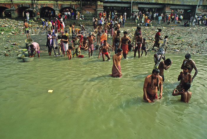 india367: India - Calcutta / Kolkata (West Bengal): morning bath in the Ganges river - photo by E.Petitalot - (c) Travel-Images.com - Stock Photography agency - Image Bank