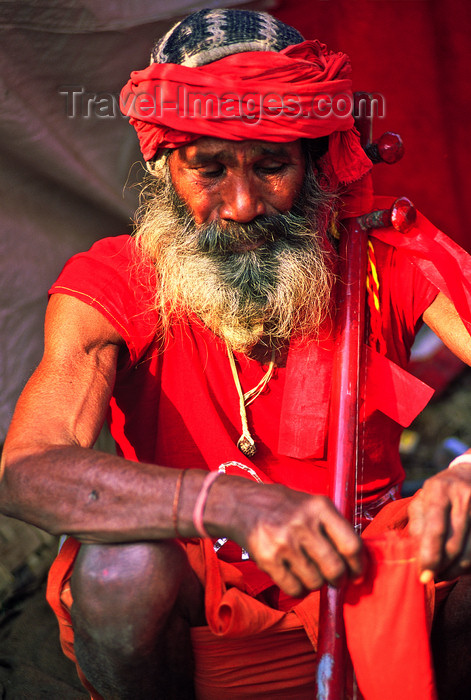 india380: India - Allahabad, Uttar Pradesh: a sadhu begging - photo by E.Petitalot - (c) Travel-Images.com - Stock Photography agency - Image Bank