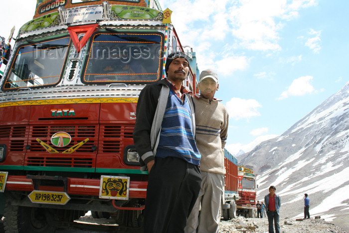 india408: India - Manali to Leh highway: truck drivers and their Tatas - photo by M.Wright - (c) Travel-Images.com - Stock Photography agency - Image Bank