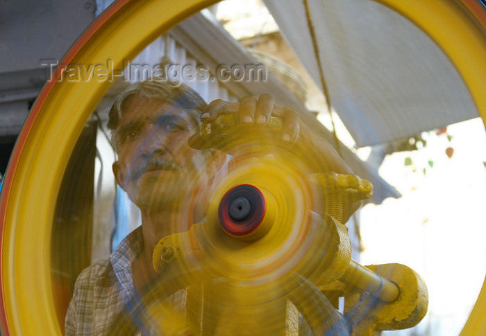 india448: Pushkar, Rajasthan, India: spinning wheel - symbol of India - photo by M.Wright - (c) Travel-Images.com - Stock Photography agency - Image Bank