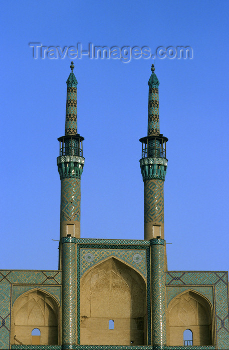 iran134: Yazd, Iran: twin minarets of the Takyeh Amir Chakhmagh complex - a medieval gate from the original walled city, just a giant façade - photo by W.Allgower - (c) Travel-Images.com - Stock Photography agency - Image Bank