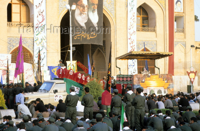 iran141: Iran - Isfahan: Ali Qapu / Sublime Gate palace - western side of the Naghsh-i Jahan Square - soldiers for the Day of Ashura - photo by W.Allgower - (c) Travel-Images.com - Stock Photography agency - Image Bank