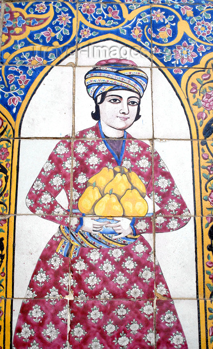 iran203: Iran - Shiraz: Qajar servant bringing pears - tiles - Qavam House - Narenjestan e Qavam - photo by M.Torres - (c) Travel-Images.com - Stock Photography agency - Image Bank