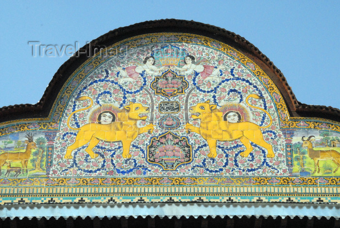 iran205: Iran - Shiraz: 'Lion and Sun', Qajar royal emblem. on the pediment - Qavam House - Narenjestan e Ghavam - photo by M.Torres - (c) Travel-Images.com - Stock Photography agency - Image Bank
