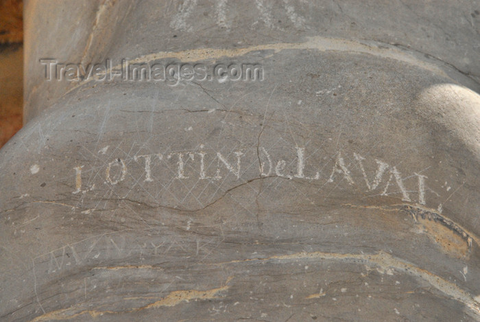 iran270: Iran - Persepolis: 19th century vandalism by Victor Lottin de Laval, French artist and archeologist - the first westerner to visit Persepolis was a man from Portugal, Antonio de Gouveia, who noticed cuneiform inscriptions in 1602 - photo by M.Torres - (c) Travel-Images.com - Stock Photography agency - Image Bank