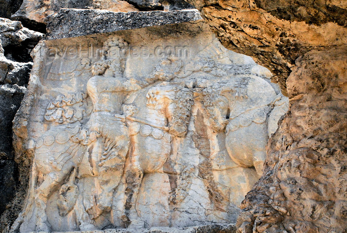 iran313: Iran - Naqsh-e Rajab: investiture of Shapur I, Ardashir's son and successor - Shapur receives the ring of power from his god - photo by M.Torres - (c) Travel-Images.com - Stock Photography agency - Image Bank