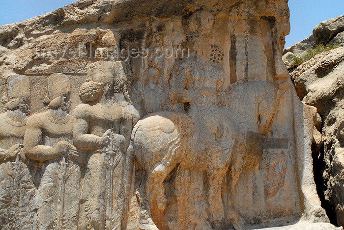 iran317: Iran - Naqsh-e Rajab: equestrian relief of Shapur I, 'emperor of the Aryans',  with nine noblemen - photo by M.Torres - (c) Travel-Images.com - Stock Photography agency - Image Bank