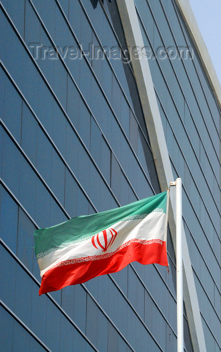 iran385: Iran -  Bandar Abbas: Iranian flag and Setareh e Jonub Business and Recreational Center - photo by M.Torres - (c) Travel-Images.com - Stock Photography agency - Image Bank