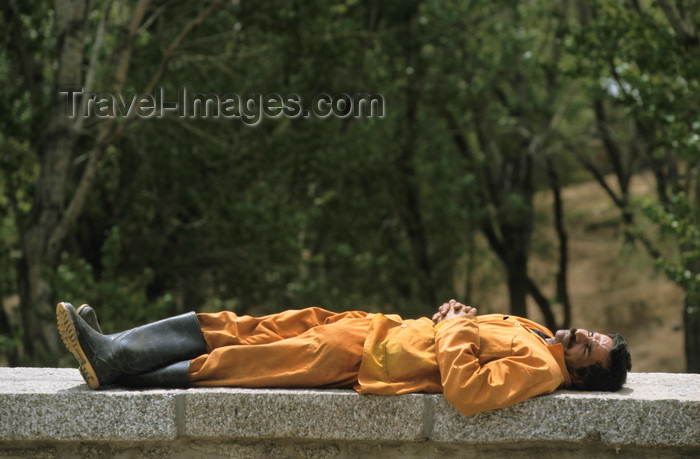 iran462: Iran: a gardener takes a siesta - photo by W.Allgower - (c) Travel-Images.com - Stock Photography agency - Image Bank