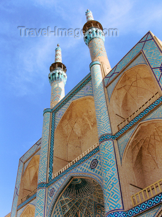 iran547: Yazd, Iran: Takyeh Amir Chakhmagh complex -  portal built of sun dried mud bricks ornamented with stucco and calligraphic friezes in Naskh and Thulth scripts - photo by N.Mahmudova - (c) Travel-Images.com - Stock Photography agency - Image Bank