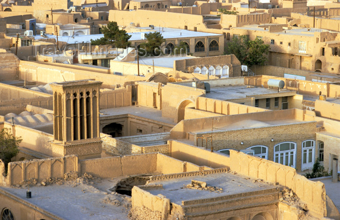 iran58: Iran - Yazd: terraces and wind tower - clay brick architecture - photo by W.Allgower - (c) Travel-Images.com - Stock Photography agency - Image Bank