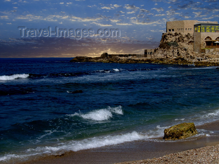 israel122: Israel - Qesarriya / Caesarea Maritima / Caesarea Palaestina: Crusader's dungeons - beach by the old city - photo by Efi Keren - (c) Travel-Images.com - Stock Photography agency - Image Bank