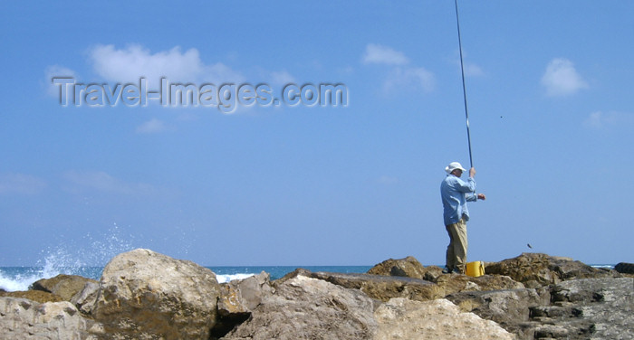 israel155: Israel - Kibbutz Sdot Yam: angler - photo by Efi Keren - (c) Travel-Images.com - Stock Photography agency - Image Bank