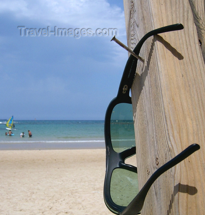 israel156: Israel - Kibbutz Sdot Yam: glasses on nail - beach - photo by Efi Keren - (c) Travel-Images.com - Stock Photography agency - Image Bank