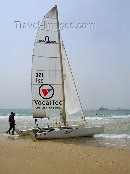 israel170: Israel - Kibbutz Sdot Yam: catamaran - VocalTec - photo by Efi Keren - (c) Travel-Images.com - Stock Photography agency - Image Bank