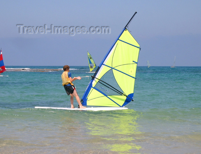 israel177: Israel - Kibbutz Sdot Yam: windsurfer - photo by Efi Keren - (c) Travel-Images.com - Stock Photography agency - Image Bank