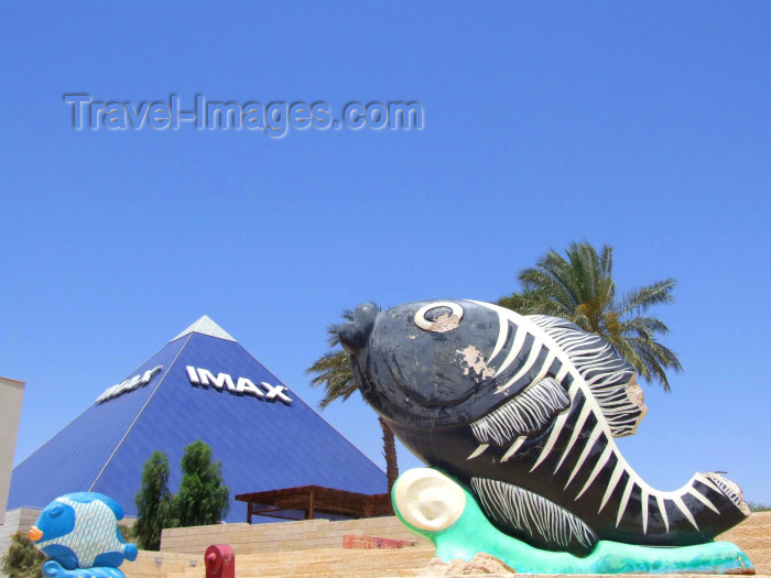 israel178: Israel - Eilat, South district: pyramid - the Imax theater and a nice looking fish - photo by M.Bergsma - (c) Travel-Images.com - Stock Photography agency - Image Bank