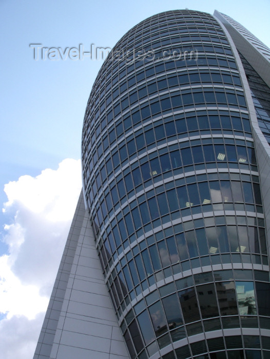 israel251: Haifa, Israel: gherkin style building - the Sail Tower, Government Center - District Government Center - Building B - the rocket house - Avraham Curiel Architects - Yitzhak Rabin area - photo by E.Keren - (c) Travel-Images.com - Stock Photography agency - Image Bank