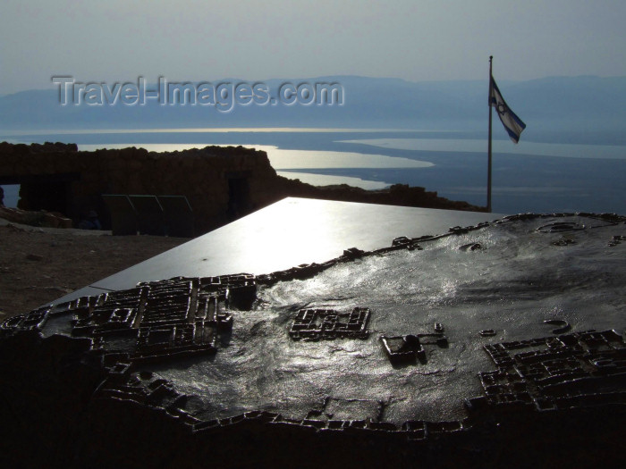 israel32: Israel - Masada: little Masada and the Israeli flag over the Dead Sea - Unesco world heritage site - photo by M.Bergsma - (c) Travel-Images.com - Stock Photography agency - Image Bank