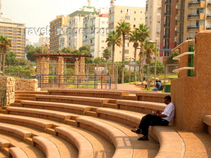 israel359: Netanya, Center district, Israel: black man sitting at the open air theatre - photo by E.Keren - (c) Travel-Images.com - Stock Photography agency - Image Bank