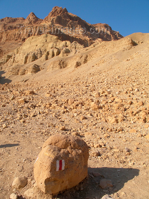 israel362: Ein Gedi oasis and National Park, South district, Israel: Judean Desert - boulder and ridge - photo by E.Keren - (c) Travel-Images.com - Stock Photography agency - Image Bank