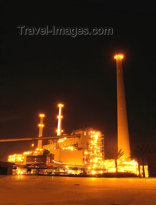 israel387: Qesarriya / Caesarea Maritima / Caesarea Palaestina - Hadera, Haifa district, Israel: Orot Rabin power station - conveyer and smokestack - photo by Efi Keren - (c) Travel-Images.com - Stock Photography agency - Image Bank