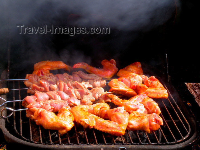 israel390: Israel: BBQ - meat cooking on the grill - middle eastern food - photo by E.Keren - (c) Travel-Images.com - Stock Photography agency - Image Bank