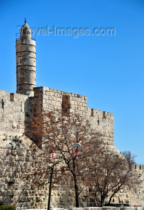 israel426: Jerusalem, Israel: tower of David and the City walls, the minaret was added in 1635 AD by Mohammed Pasha - photo by M.Torres - (c) Travel-Images.com - Stock Photography agency - Image Bank