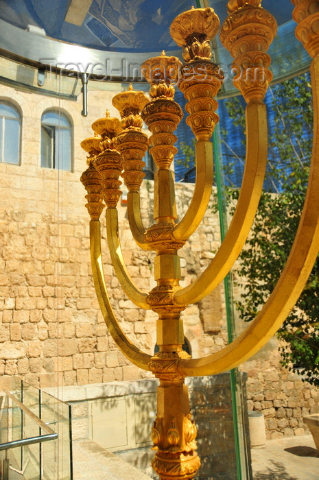 israel470: Jerusalem, Israel: golden menorah intended for the third Temple - Cardo Maximus - created by the Jerusalem Temple Institute - Jewish quarter - photo by M.Torres - (c) Travel-Images.com - Stock Photography agency - Image Bank