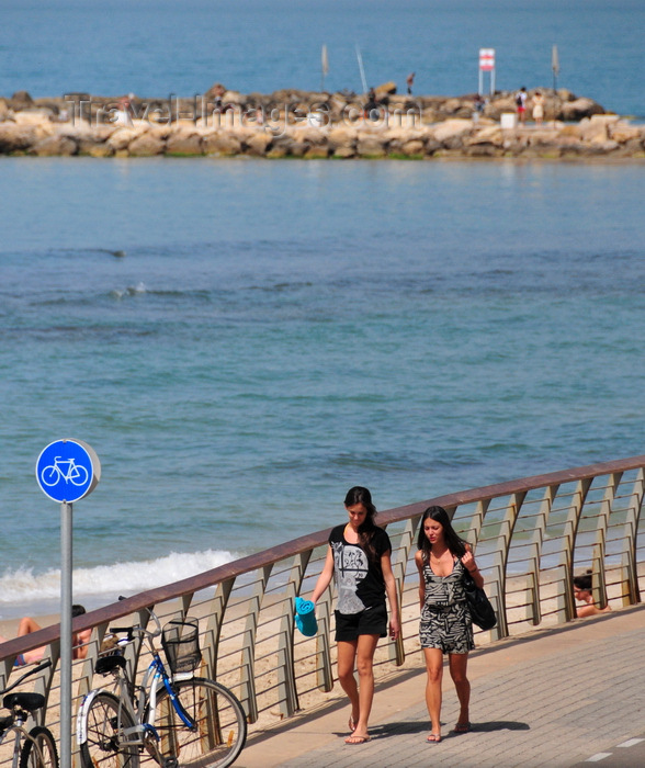 israel73: Tel Aviv, Israel: girls on the boardwalk - bike lane - photo by M.Torres - (c) Travel-Images.com - Stock Photography agency - Image Bank