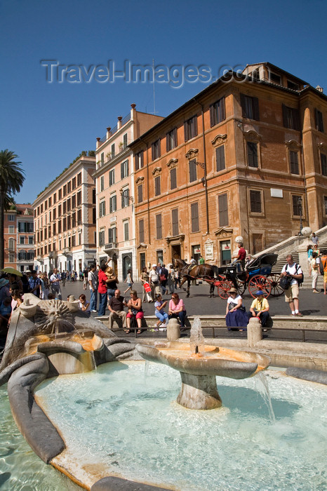 italy373: Rome, Italy: Barcaccia Fountain in Piazza di Spagna  - by Pietro Bernini and his son Gian Lorenzo Bernini - photo by I.Middleton - (c) Travel-Images.com - Stock Photography agency - Image Bank