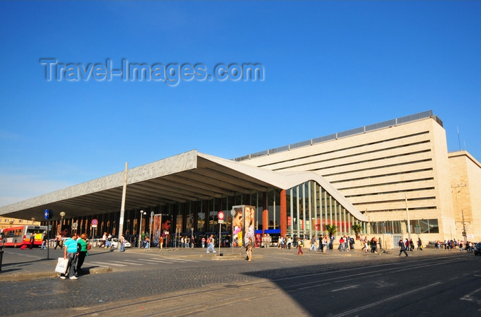 italy477: Rome, Italy: Roma Termini railway station - modernist façade in travertine and cantilever roof - photo by M.Torres - (c) Travel-Images.com - Stock Photography agency - Image Bank