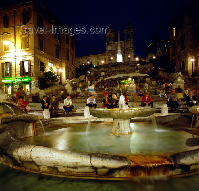 italy485: Rome, Italy: Spanish steps and Fontana della Barcaccia, Piazza di Spagna - photo by J.Fekete - (c) Travel-Images.com - Stock Photography agency - Image Bank