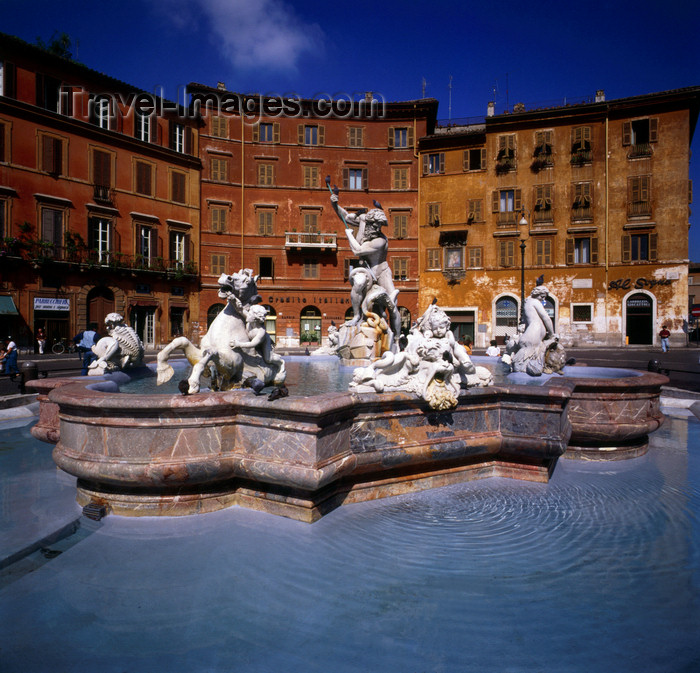 italy489: Rome, Italy: Fountain of Neptune, by Giacomo della Porta - Piazza Navona - photo by J.Fekete - (c) Travel-Images.com - Stock Photography agency - Image Bank