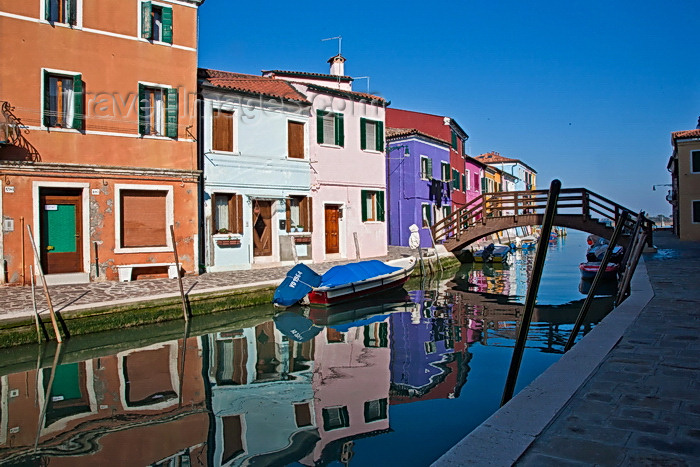 italy505: Burano, Colourful Painted Houses,, Reflections, Venice - photo by A.Beaton - (c) Travel-Images.com - Stock Photography agency - Image Bank