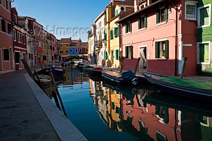 italy506: Burano, Colourful Painted Houses, Reflections, Venice - photo by A.Beaton - (c) Travel-Images.com - Stock Photography agency - Image Bank